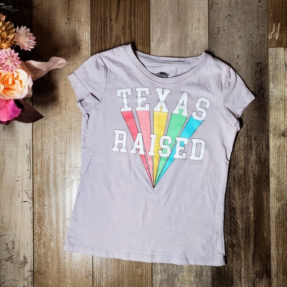 Home Free Girls Size Small 6/6X Purple Texas Raised Graphic T-Shirt EUC